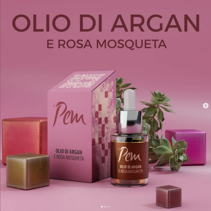 Olio di Argan e Rosa Mosqueta adatto alle pelli sensibili e arrossate soggette a couperose smagliature,dermatiti e acne antirughe Anti Age biologico certificato