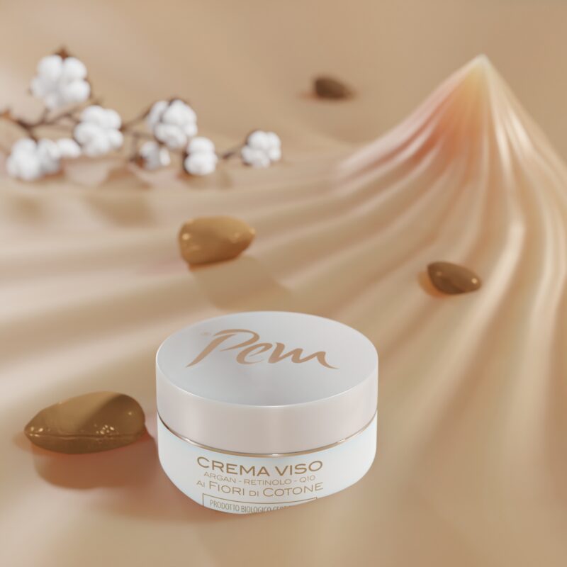 Crema Viso ANTI AGE all’Olio di Argan, retinolo e coenzima Q10 "Fiori di cotone" biologica e naturale effetto lifting