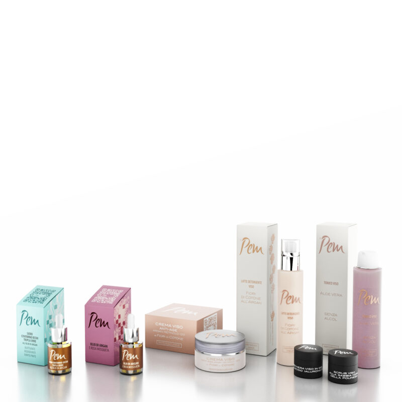 Trattamento Elisir siero contorno occhi olio di argan e rosa mosqueta crema antiage Q10 latte detergente tonico viso aloe vera scrub e maschera viso