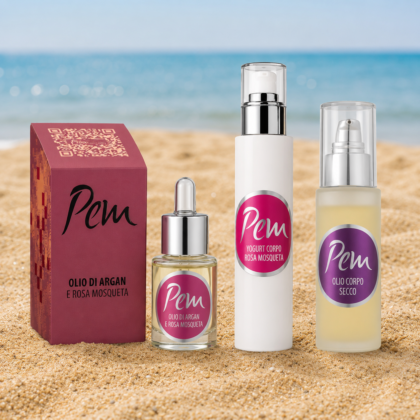 summer little routine argan e rosa mosqueta, yogurt corpo e olio secco